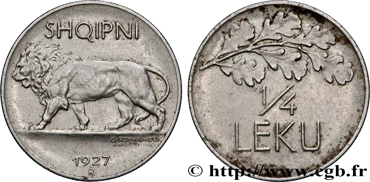 ALBANIEN 1/4 Leku lion 1927 Rome - R SS 