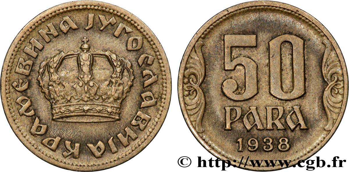 YUGOSLAVIA 50 Para couronne 1938  XF 