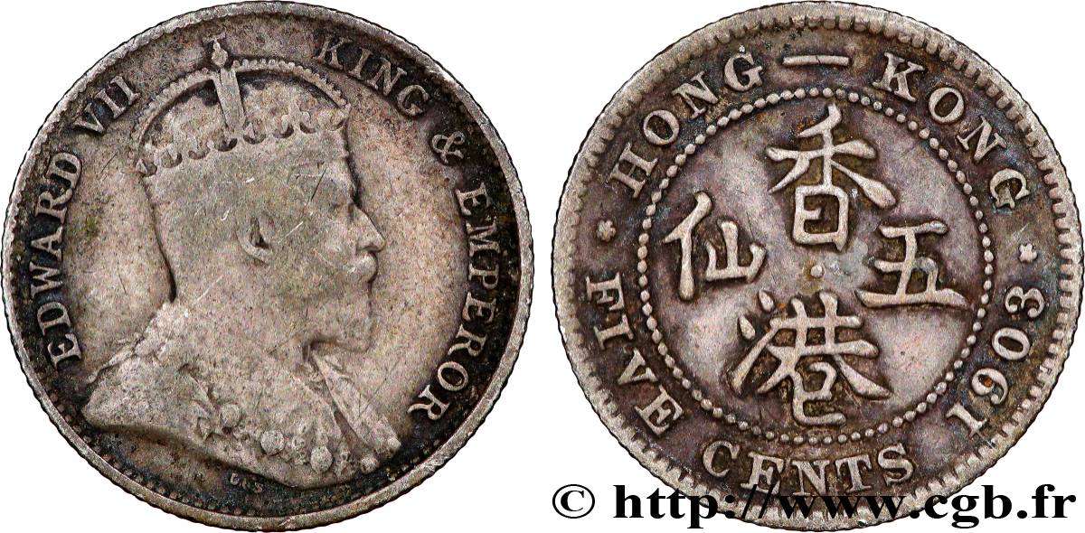 HONG-KONG 5 Cents Edouard VII 1903  BC 