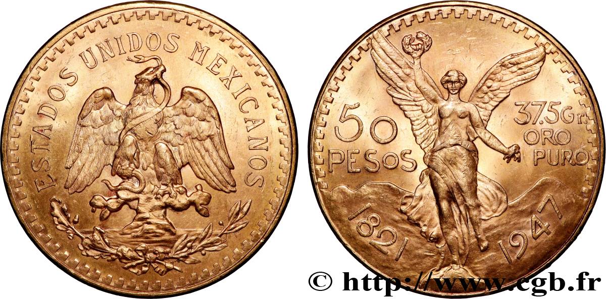 GOLD-, PALLADIUM- UND PLATIN-INVESTITIONEN 50 Pesos or 1947 Mexico fST 