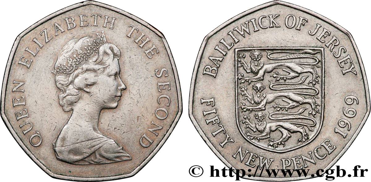 JERSEY 50 New Pence Elisabeth II 1969  AU 