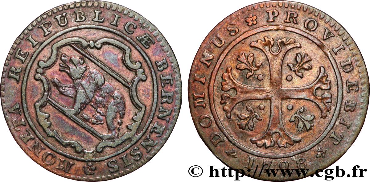 SUIZA - CANTÓN DE BERNA 1/2 Batzen 1798 Berne MBC 