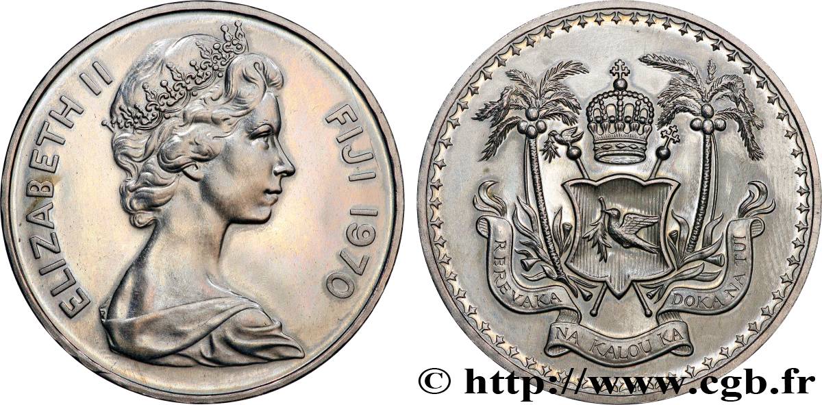 FIJI 1 Dollar Elisabeth II / emblème 1970  AU 