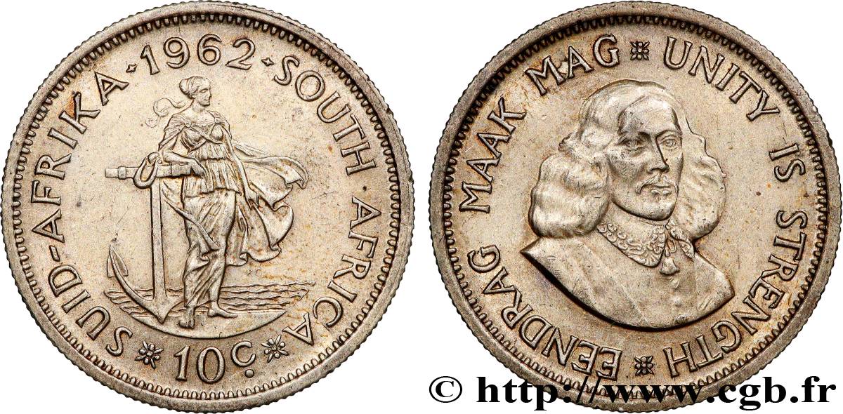 SOUTH AFRICA 10 Cents 1962 Pretoria AU 