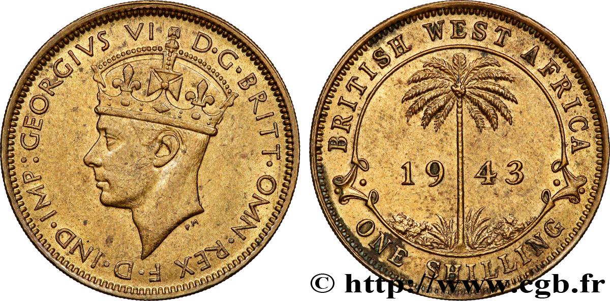 BRITISH WEST AFRICA 1 Shilling Georges VI 1943 Londres AU 