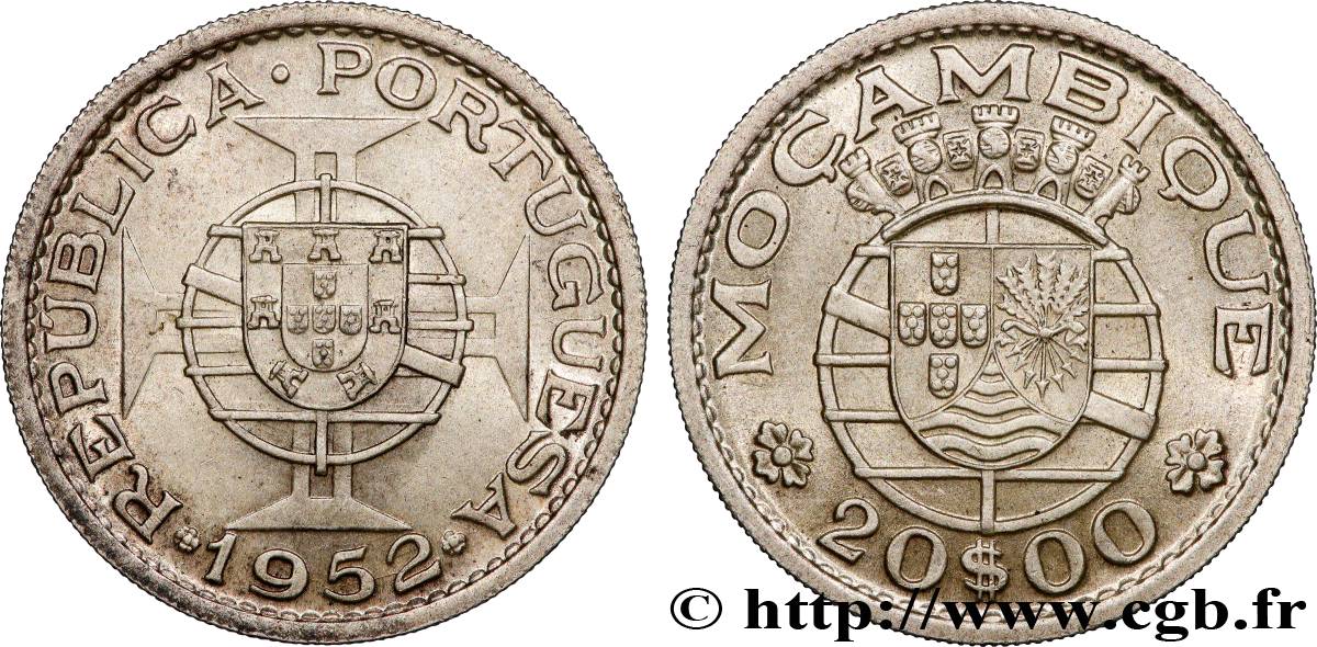 MOZAMBIQUE 20 Escudos colonie portugaise du Mozambique 1952  AU 