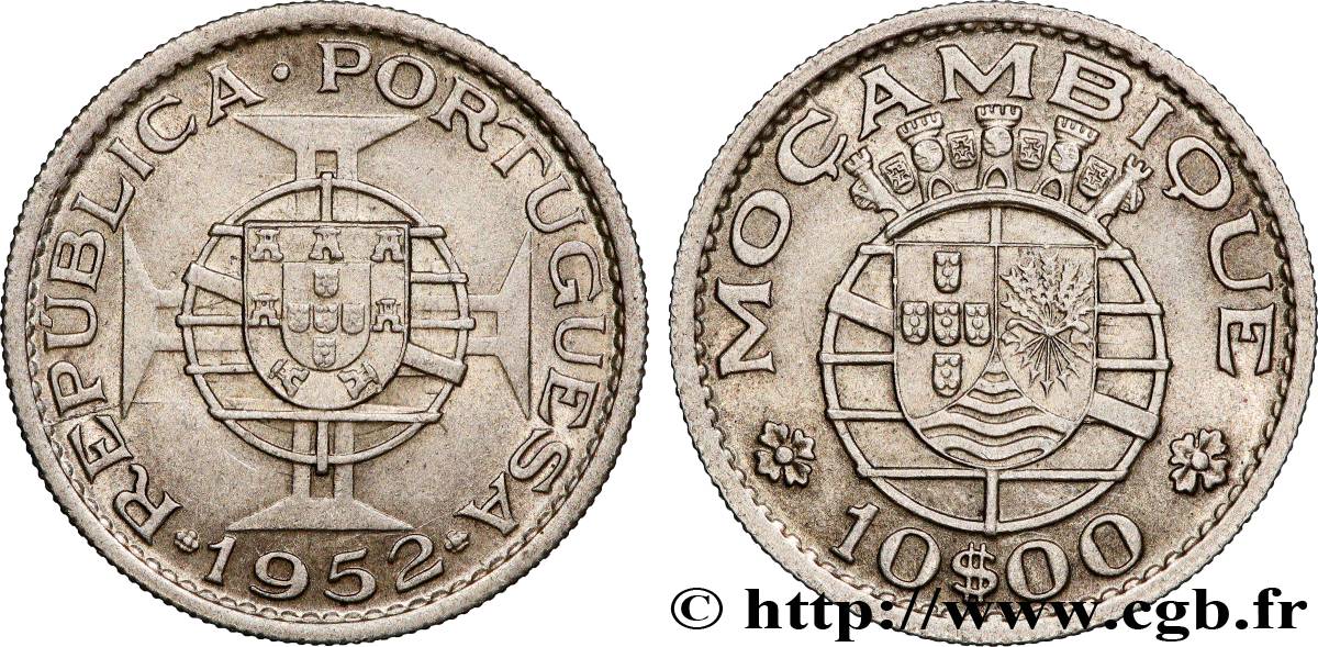 MOZAMBIQUE 10 Escudos 1952  AU 