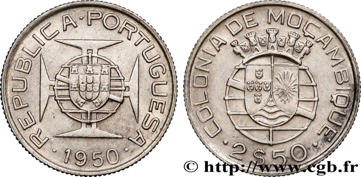 MOZAMBIQUE 2 1/2 Escudos colonie portugaise du Mozambique 1950  AU 