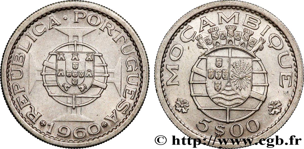 MOZAMBIQUE 5 Escudos colonie portugaise du Mozambique 1960  AU 