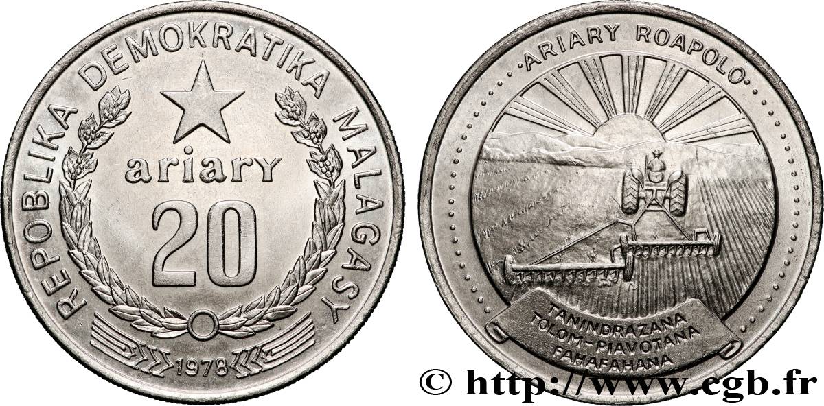 MADAGASCAR 20 Ariary FO 1978 Llantrisant SPL 