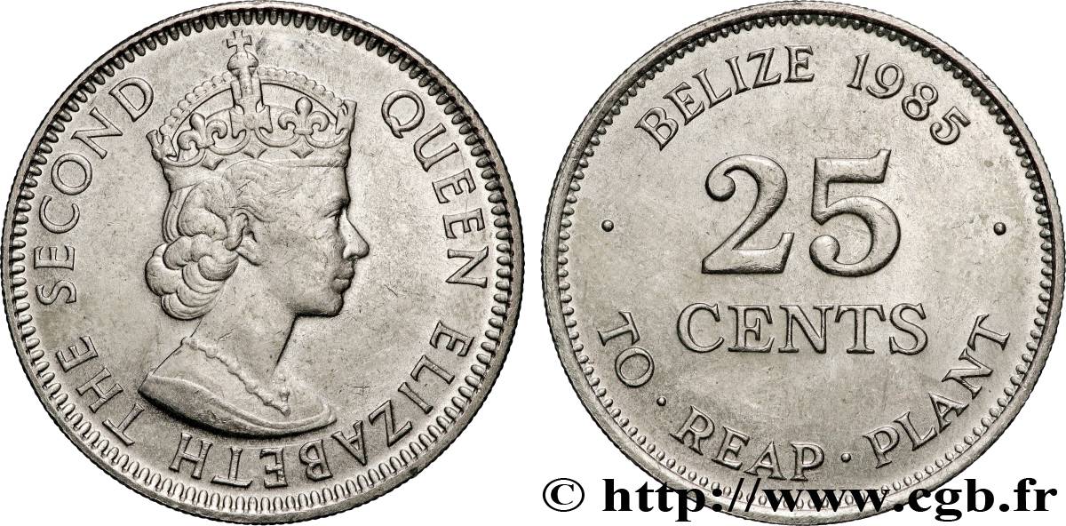 BELIZE 25 Cents reine Elizabeth II - FAO 1985 Llantrisant AU 