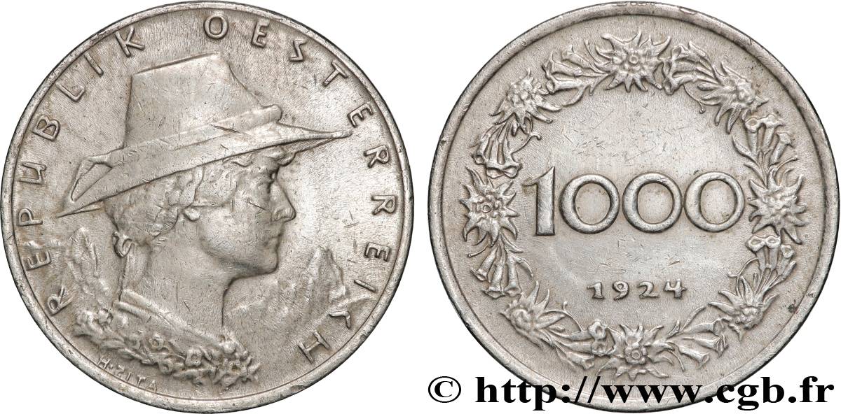 AUSTRIA 1000 Kronen 1924  XF 