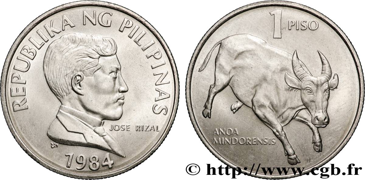 PHILIPPINEN 1 Piso Jose Rizal / buffle nain de Mindano 1984  fST 