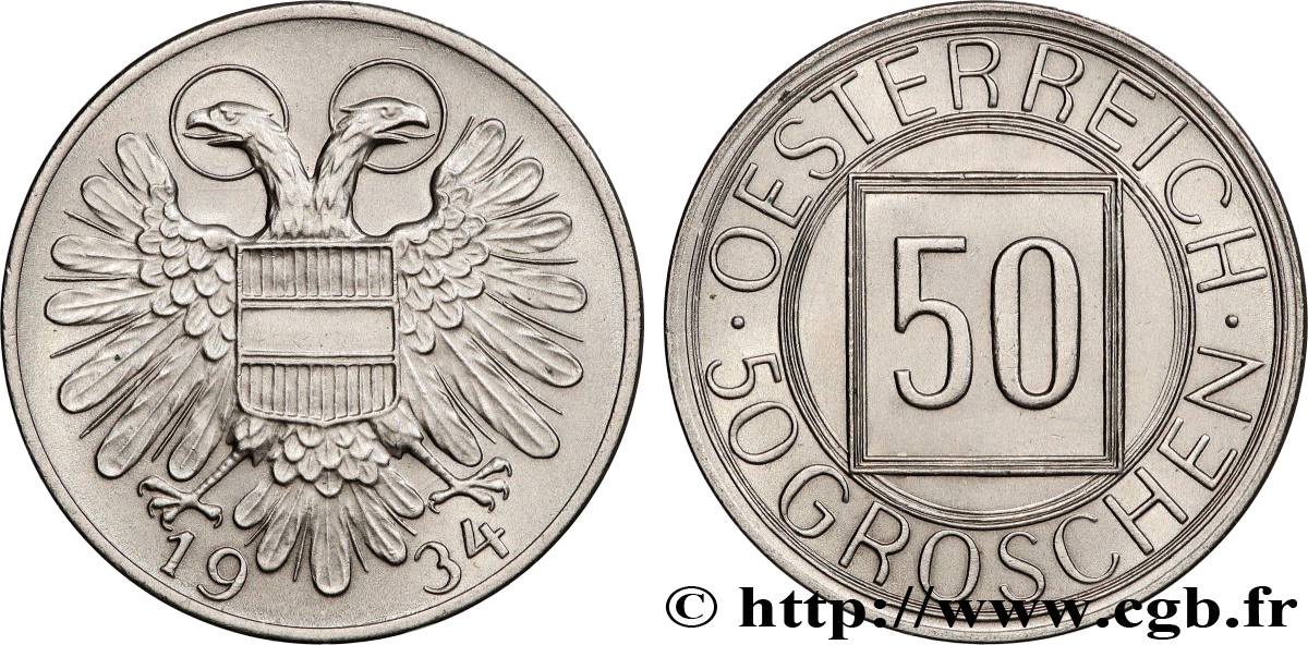 AUSTRIA 50 Groschen aigle 1934  AU 