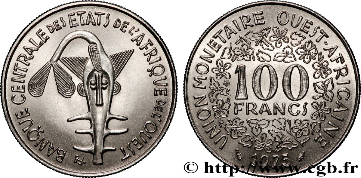 STATI DI L  AFRICA DE L  OVEST 100 Francs BCEAO masque 1975 Paris SPL 