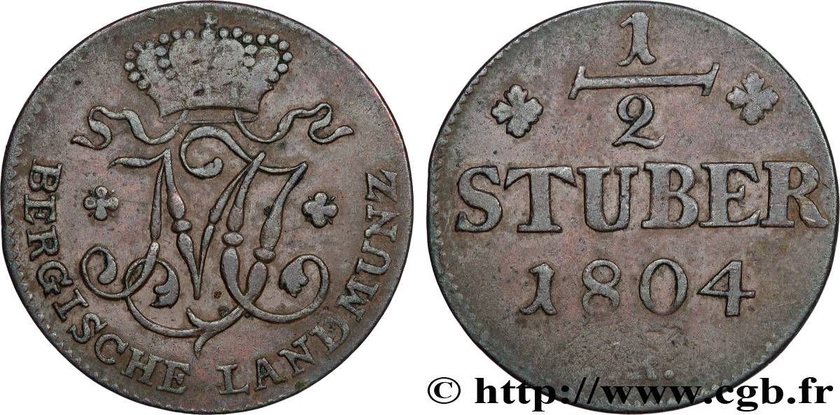 GERMANY - BERG 1/2 Stuber Maximilien Joseph Duc de Berg 1804 Düsseldorf XF 