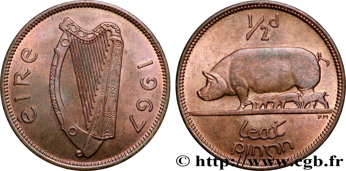 IRLANDA 1/2 Pingin (Penny) 1967  SPL 