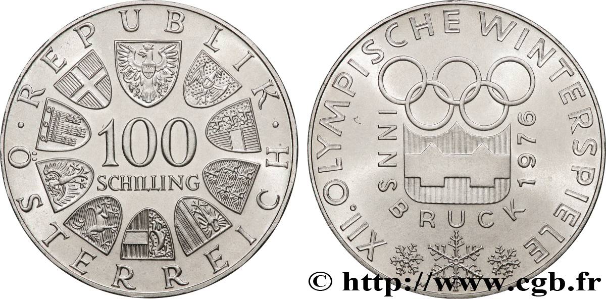 AUTRICHE 100 Schilling J.O. d’hiver d’Innsbruck 1976 (1974) Vienne SUP 