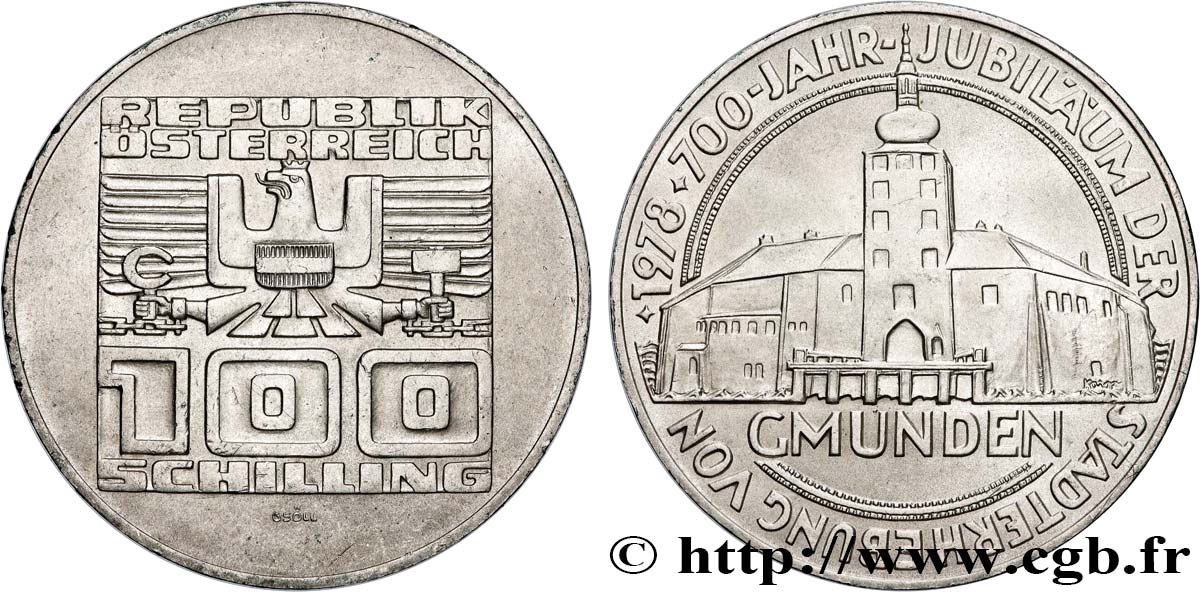 AUSTRIA 100 Schilling 700e anniversaire du château de Gmunden 1978  AU 