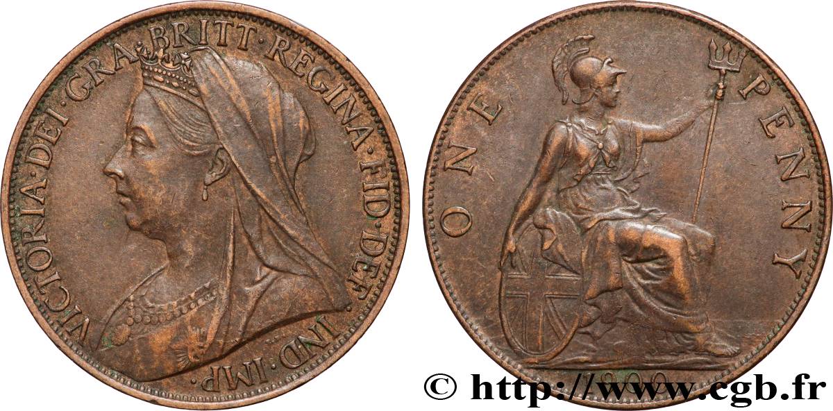 ROYAUME-UNI 1 Penny Victoria “old head” 1900 Londres TTB 