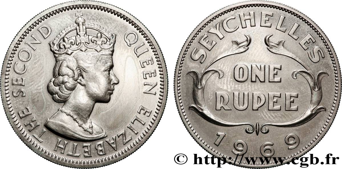 SEYCHELLES 1 Rupee (Roupie) Elisabeth II 1969 Llantrisant AU 