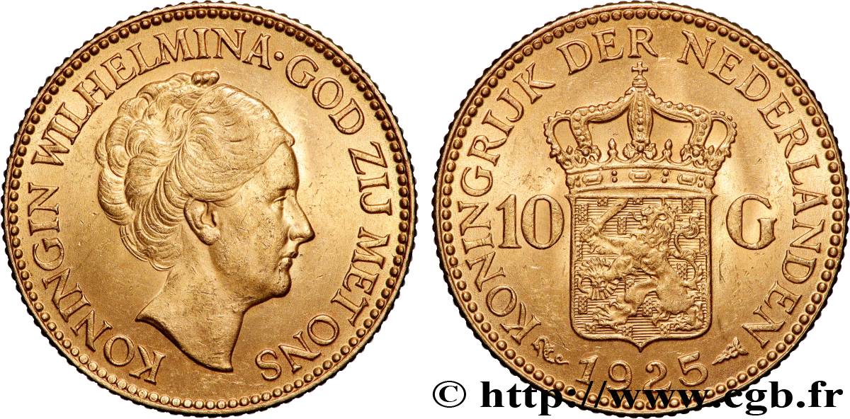 GOLD-, PALLADIUM- UND PLATIN-INVESTITIONEN 10 Gulden, 4e type Wilhelmina 1925 Utrecht VZ 