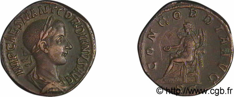 GORDIANO III Sesterce, (GB, Æ 30) AU
