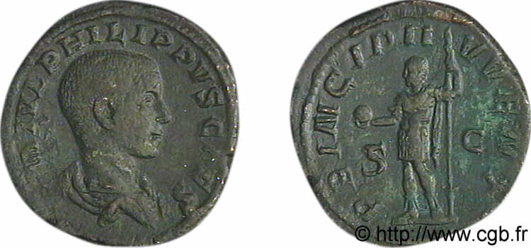 PHILIPPUS II Sesterce, (GB, Æ 29) SS