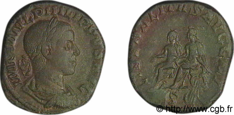 PHILIPPUS II Sesterce, (GB, Æ 28) AU/XF