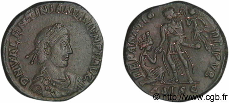 VALENTINIANO II Maiorina pecunia (Æ 2) q.SPL