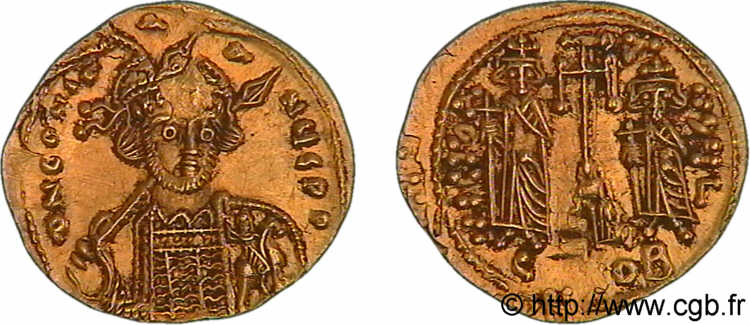 CONSTANTINE IV, HERACLIUS and TIBERIUS Solidus AU