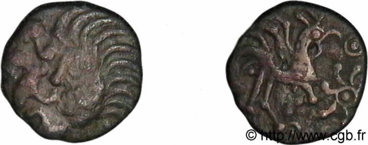 GALLIA - BELGICA - BELLOVACI (Regione di Beauvais) Bronze au coq à tête humaine XF