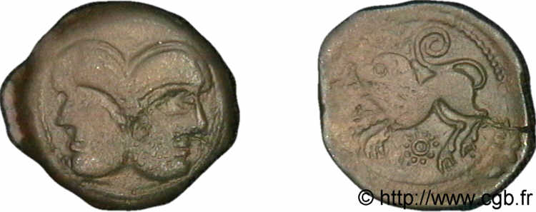 GALLIA BELGICA - SUESSIONES (Regione de Soissons) Bronze à la tête janiforme q.BB