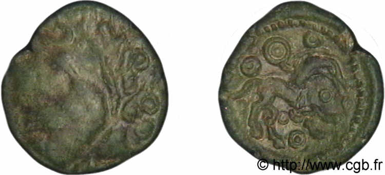 GALLIA BELGICA - AMBIANI (Regione di Amiens) Bronze au cheval et aux annelets, BN.8429 BB/SPL