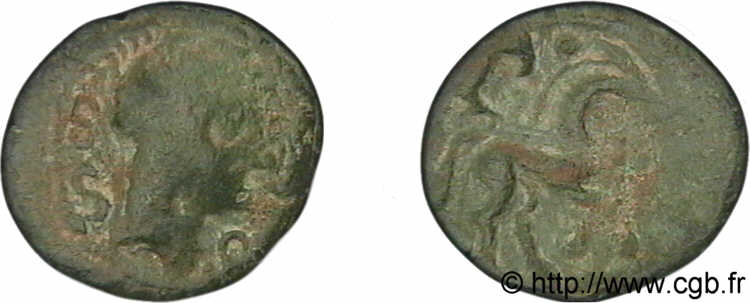 GALLIA BELGICA - AMBIANI (Regione di Amiens) Bronze au cheval et à la tête aux cheveux calamistrés VF