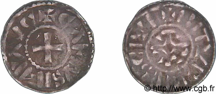 AQUITAINE - BOURGES - COINAGE IMMOBILIZED IN THE NAME OF CHARLES THE BALD EMPEROR Denier VF
