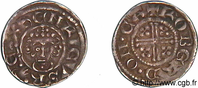 ANGLETERRE - JEAN SANS TERRE - MONNAYAGE AU NOM D HENRI II Penny dit  short cross , classe 5B c.1205-1216 Canterbury SUP