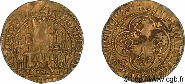 FLANDRE - COMTÉ DE FLANDRE - LOUIS DE MALE Quart de chaise d or à l aigle c. 1352/3 Bruges TB