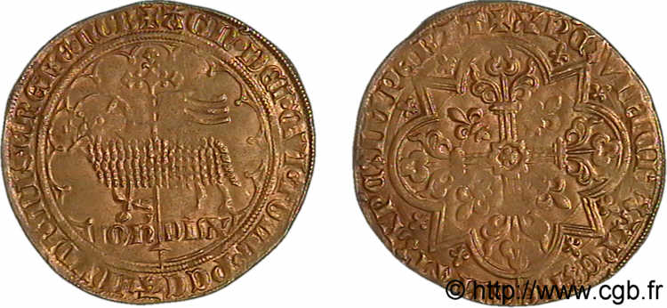 BRABANT - DUCHY OF BRABANT - JOANNA AND WENCESLAUS Mouton d or c. 1357 Vilvorde AU