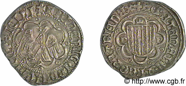 ITALIE - SICILE - ROYAUME DE SICILE - FRÉDÉRIC IV LE SIMPLE Pierreale c. 1360-1370 Messine TTB+