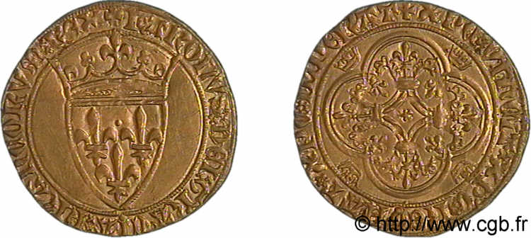 CHARLES VI  THE MAD  OR  THE WELL-BELOVED  Écu d or à la couronne 29/07/1394 Rouen AU