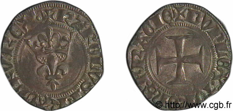 CHARLES VI  THE MAD  OR  THE WELL-BELOVED  Double tournois dit  niquet  n.d. Paris fVZ