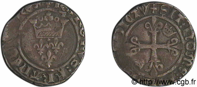 BURGONDY - COINAGE AT THE NAME OF CHARLES VI  THE MAD  OR  THE WELL-BELOVED  Gros dit  florette  2/07/1419 Chalon-sur-Saône SS