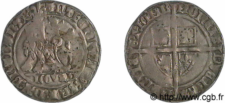 BRABANT - DUCHY OF BRABANT - ANTHONY OF BURGUNDY Double gros botdraeger ou boddrager c.1410-1412 Louvain XF