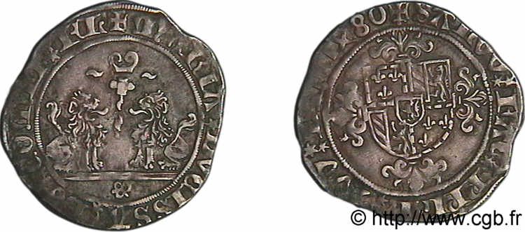 FLANDERS - COUNTY OF FLANDERS - LOUIS I OF CRÉCY - MARY OF BURGUNDY Double briquet 1480 Bruges XF