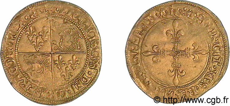 FRANCOIS I Écu d or au soleil du Dauphiné 1er type 21/07/1519 Romans AU