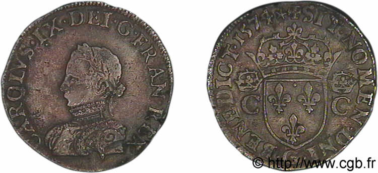 HENRY III. COINAGE AT THE NAME OF CHARLES IX Teston, 2e type 1575 Poitiers MBC/MBC+