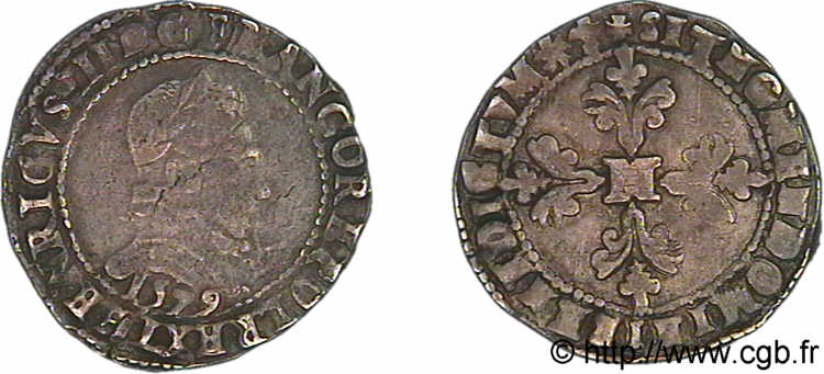 HENRY III Franc au col plat 1579 Bayonne VF