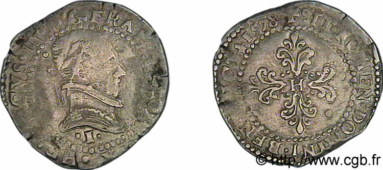 HENRY III Demi-franc au col plat 1578 Limoges VF