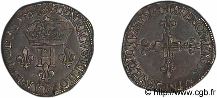 HENRI III Double sol parisis, 2e type 1584 Dijon SUP